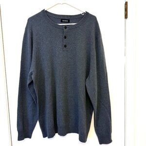 Naadam Sweater Mens XXL Recycled Cashmere Henley Blue Pullover